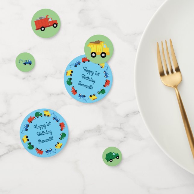 Trucks Cars Cute 1st Birthday Party Theme Confetti (Group)