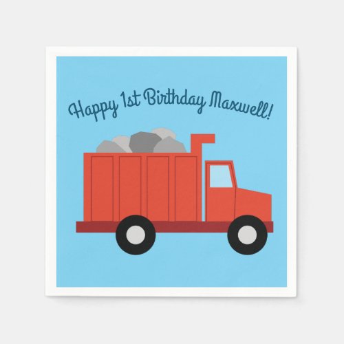 Trucks Cars Cute 1st Birthday Party Theme Napkins