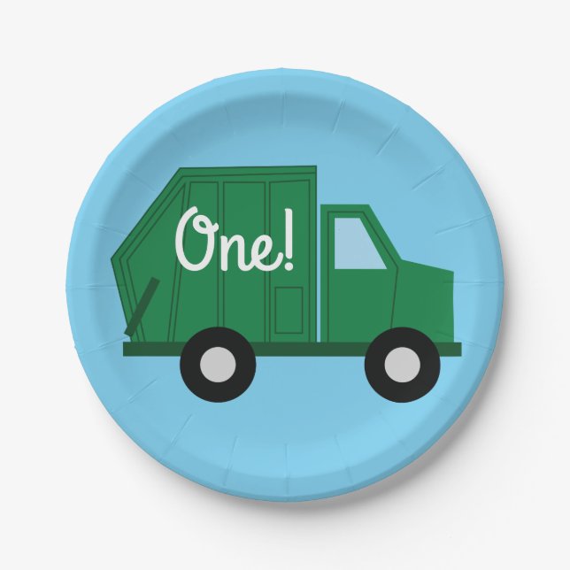 Trucks Cars Cute 1st Birthday Party Theme Paper Plates (Front)