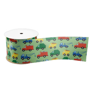 Trucks Cars Cute 1st Birthday Party Theme Satin Ribbon
