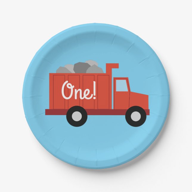Trucks Cars Cute Boy Kids Birthday Party Theme Paper Plates (Front)