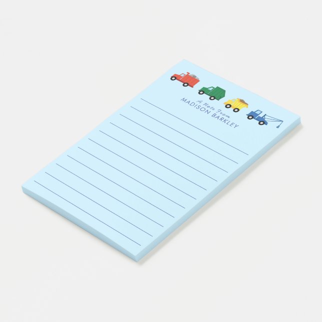 Trucks Construction Vehicles Boy's Cute Kid's Post-it Notes (Angled)