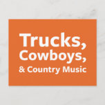 Trucks, Cowboys and Country Music Postcard