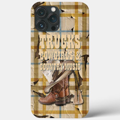 Trucks Cowgirls Country Music Plaid Tartan Pattern iPhone 13 Pro Max Case