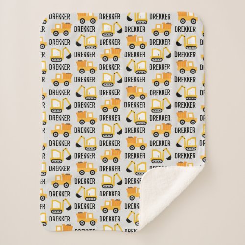 Trucks Digger  Dump Truck Construction Vehicles Sherpa Blanket