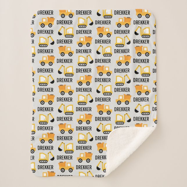 Trucks Digger & Dump Truck Construction Vehicles Sherpa Blanket (Front)