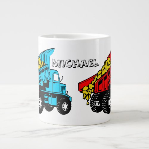 Trucks for kids  Personalized name Large Coffee Mug
