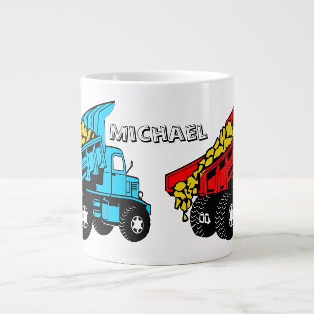 Trucks for kids | Personalized name Large Coffee Mug (Front)