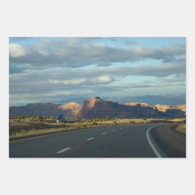 Trucks, mountains and sunset beautiful views wrapping paper sheets (Front 3)