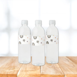 Trucks Racing Checkers Modern Watercolor White Water Bottle Label