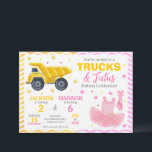 Trucks & Tutus Joint Birthday Invitation<br><div class="desc">Trucks & Tutus Joint Birthday Invitation – You’re Invited to a Trucks & Tutus Birthday Celebration! Get ready for the perfect mix of big wheels and twirls with this adorable Trucks & Tutus birthday invitation! Featuring a bright yellow construction dump truck on one side and a sweet pink ballet tutu...</div>