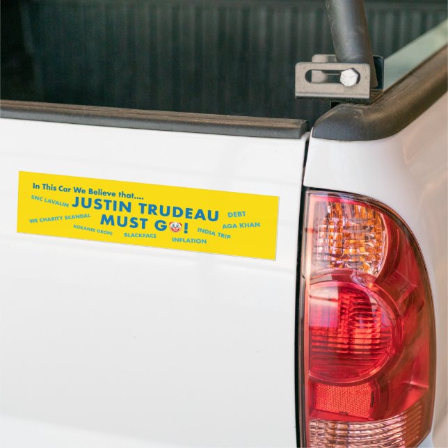 Trudeau Must Go Bumper Sticker (On Truck)
