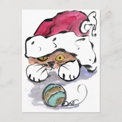 Trudy is Hiding in the Santa Hat Holiday Postcard