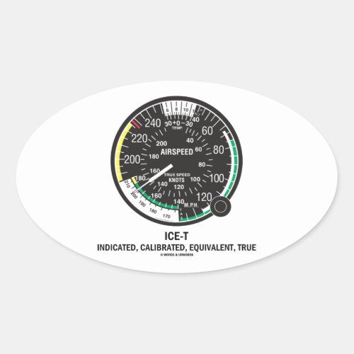 True Airspeed Indicator ICE_T Mnemonic Oval Sticker