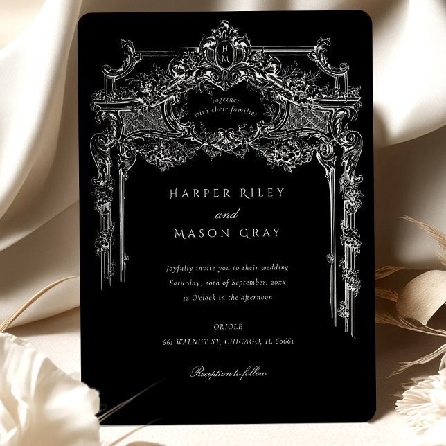 True Antique Black & White Ornate Wedding Invitation (Creator Uploaded)