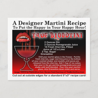 True Bloodtini Halloween Martini Recipe Postcard