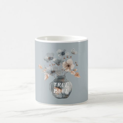 True Blue Cream Floral Vase Coffee Mug
