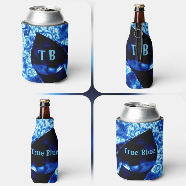 True Blue Edgy Abstract Personalized Initials Can Cooler (Creator Uploaded)