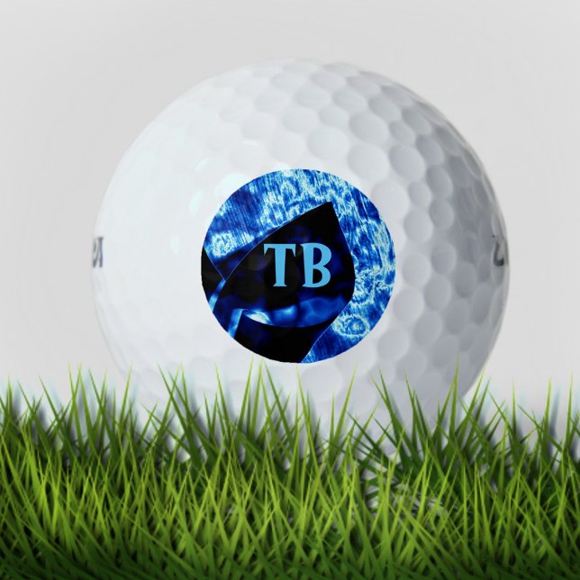 True Blue Edgy Abstract Personalized Initials Golf Balls (Creator Uploaded)