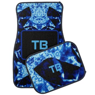 True Blue Edgy Abstract with Initials