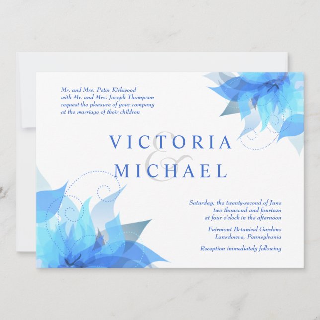 True Blue Formal Wedding Invitations (Front)