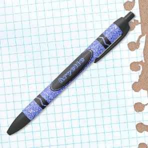 True Blue Glitter Crayon Custom Name Push Pen