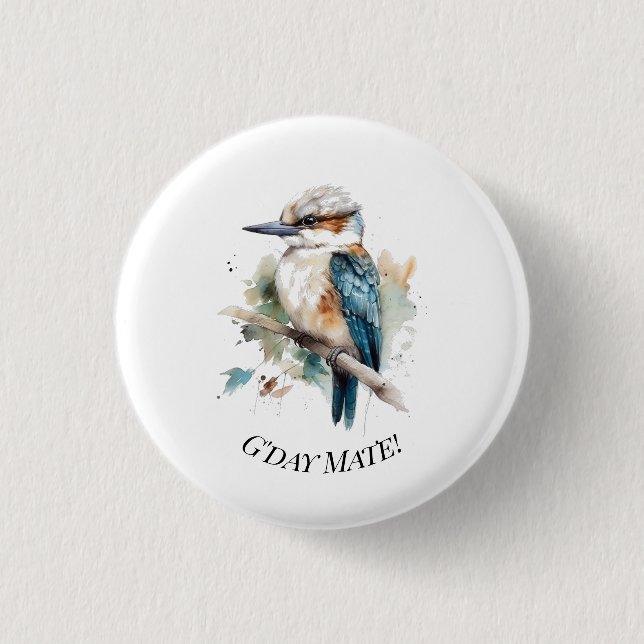 True Blue Kookaburra, custom Button (Front)