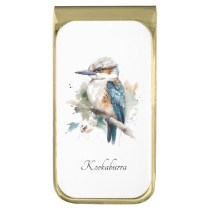 True Blue Kookaburra, custom Gold Finish Money Clip