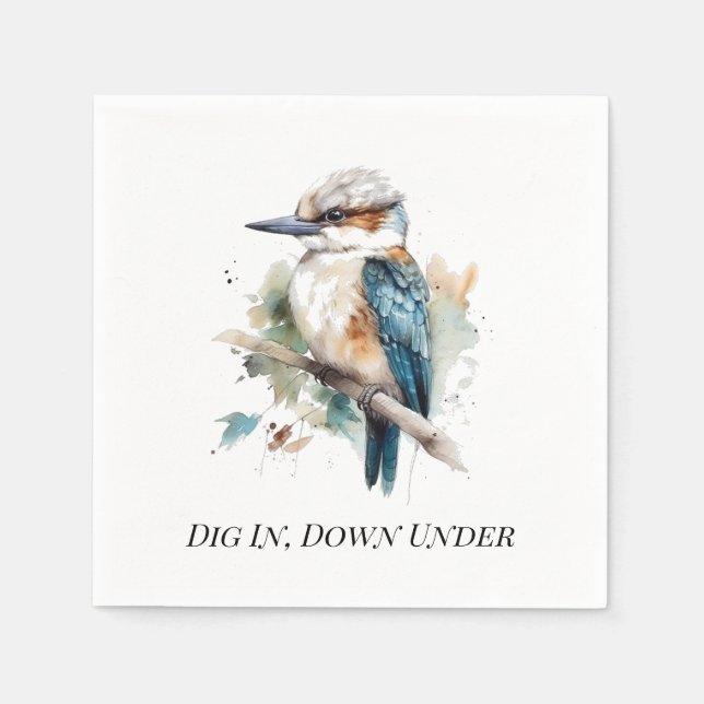 True Blue Kookaburra, custom Napkins (Front)