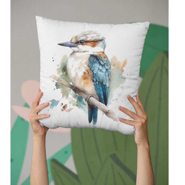 True Blue Kookaburra Throw Pillow (Creator Uploaded)