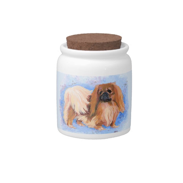 True Blue Pekingese Candy Jar (Front)