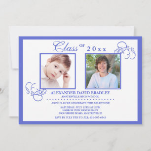True Blue Photo Graduation Invitation