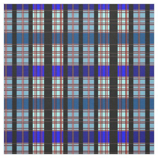 True Blue Plaid Pattern Fabric
