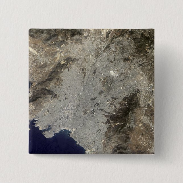 True-color satellite view of central Athens Button (Front)