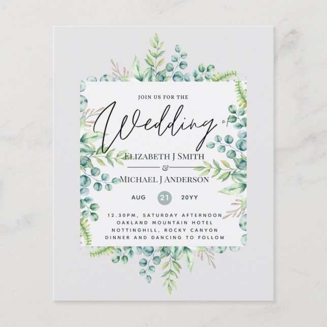 True Colors GREENERY Modern Budget Wedding Invites (Front)