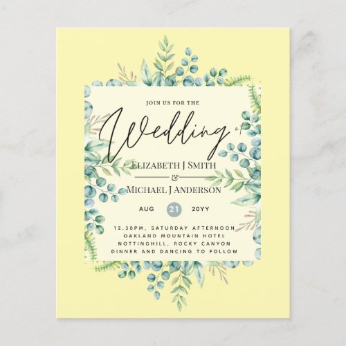 True Colors GREENERY Modern Budget Wedding Invites