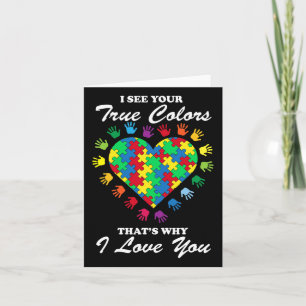 True Colors Heart Puzzle Cool Autism Awareness Gif Card