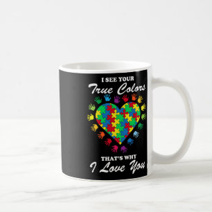 True Colors Heart Puzzle Cool Autism Awareness Gif Coffee Mug