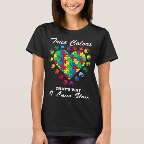 True Colors Heart Puzzle Cool Autism Awareness Gif T_Shirt
