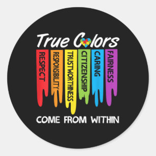 True Colors Heart Puzzle Inspirational Autism Awar Classic Round Sticker