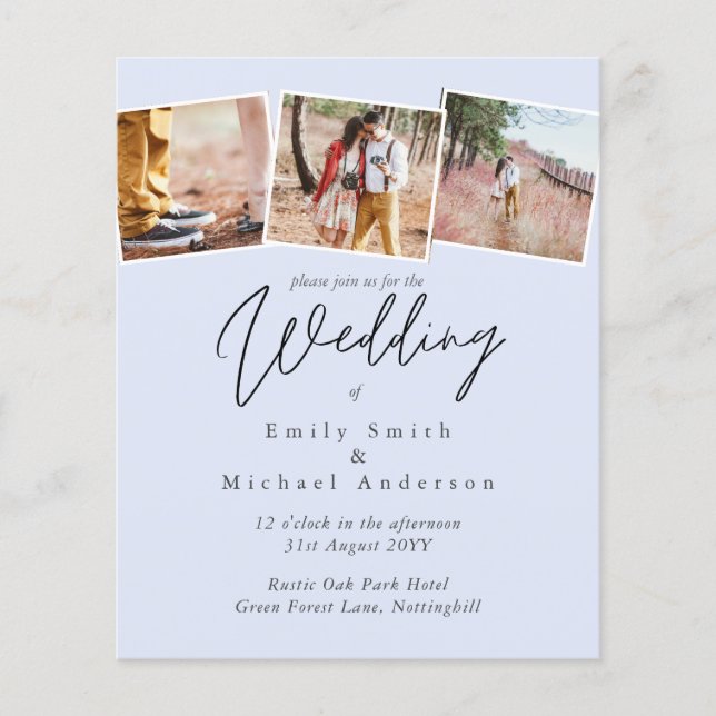 True Colors PHOTO Collage Wedding Budget Invites (Front)