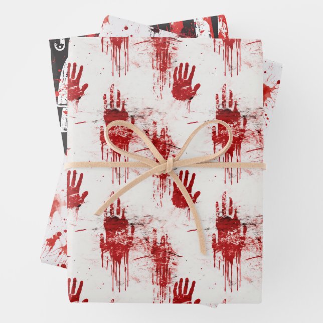 True Crime Horror Pattern Wrapping Paper Sheets (In situ)