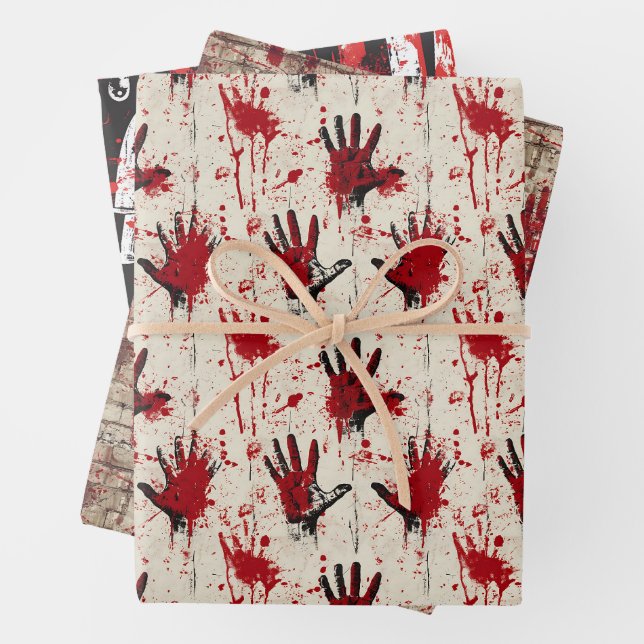 True Crime Horror Pattern Wrapping Paper Sheets (In situ)