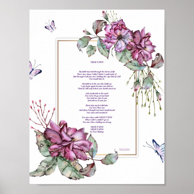 True Faith Purple Floral Poster 8.5 x 11 (Front)