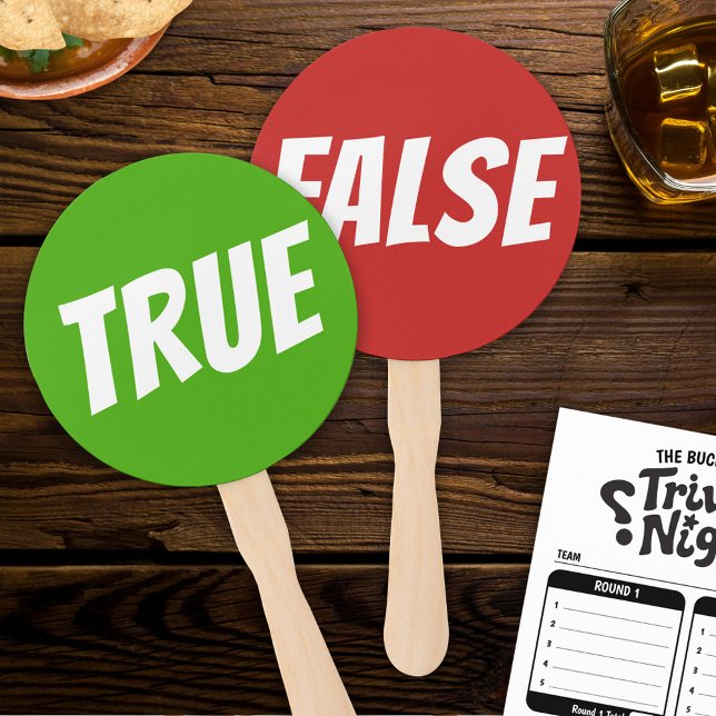 True / False bright green red quiz game signboards Hand Fan (Creator Uploaded)
