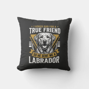 True Friend Labrador Dog Throw Pillow