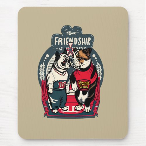 True friendship Classic Comic Bulldogs Friendship  Mouse Pad