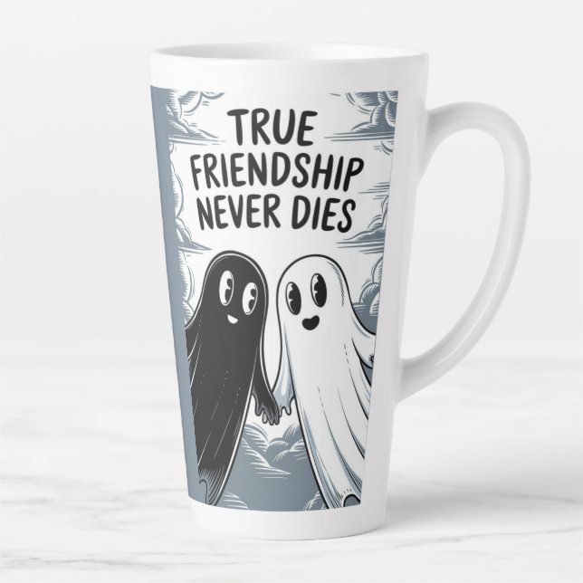 True Friendship Never Dies Ghosts Holding Hands Latte Mug (Right)