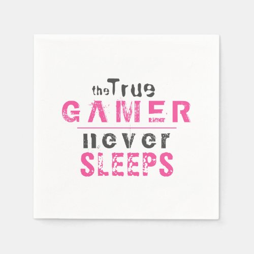 True Gamer Never Sleeps Pink Gamer Party Napkins