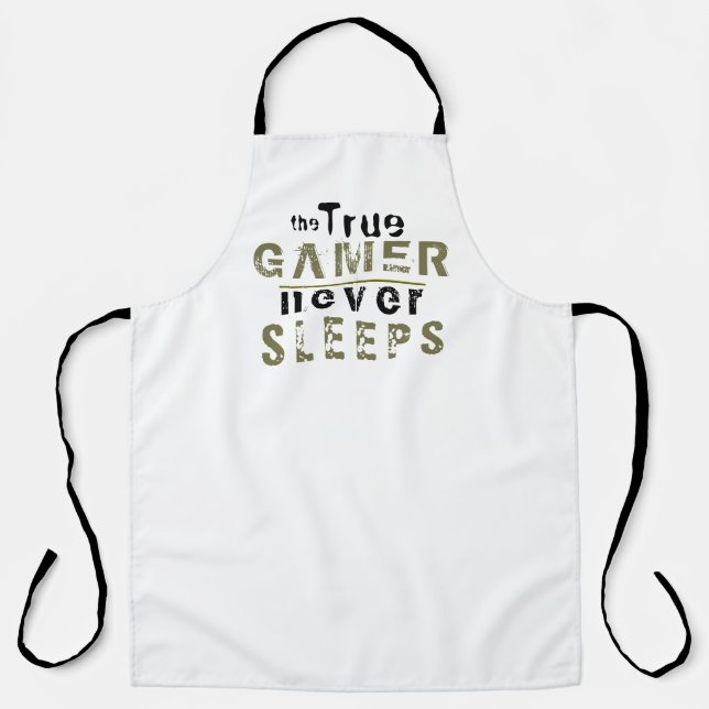 True Gamer Never Sleeps Typography Gamer Apron (Front)